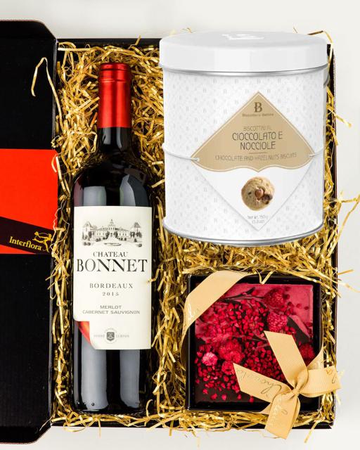 Chateau Bonnet AOC Bordeaux red wine, dark chocolate and gourmet cookies