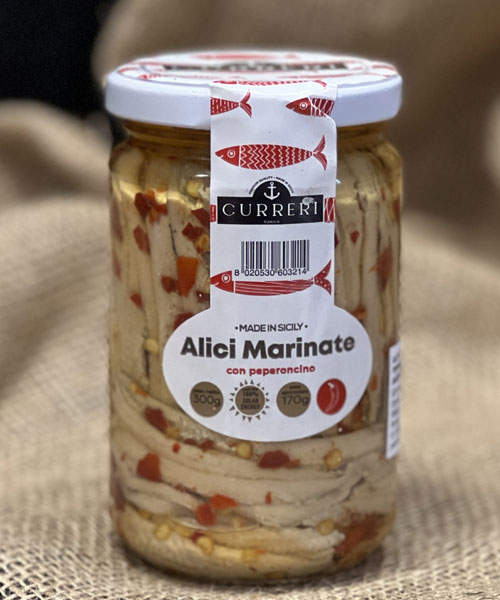 Marineeritud anšoovised tšillipipraga (300 g)