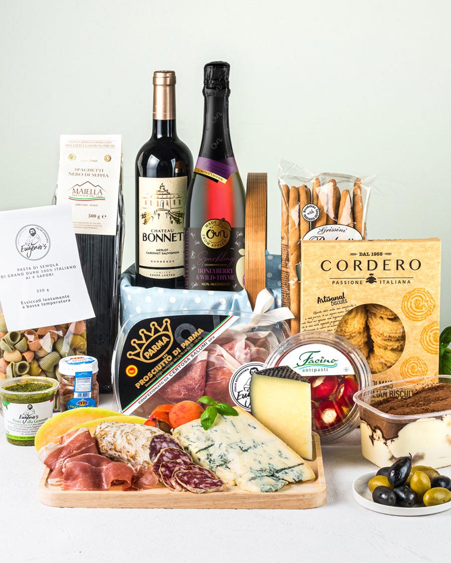 Grande gourmet box with Chateau Bonnet red wine and honeyberry & thyme ...