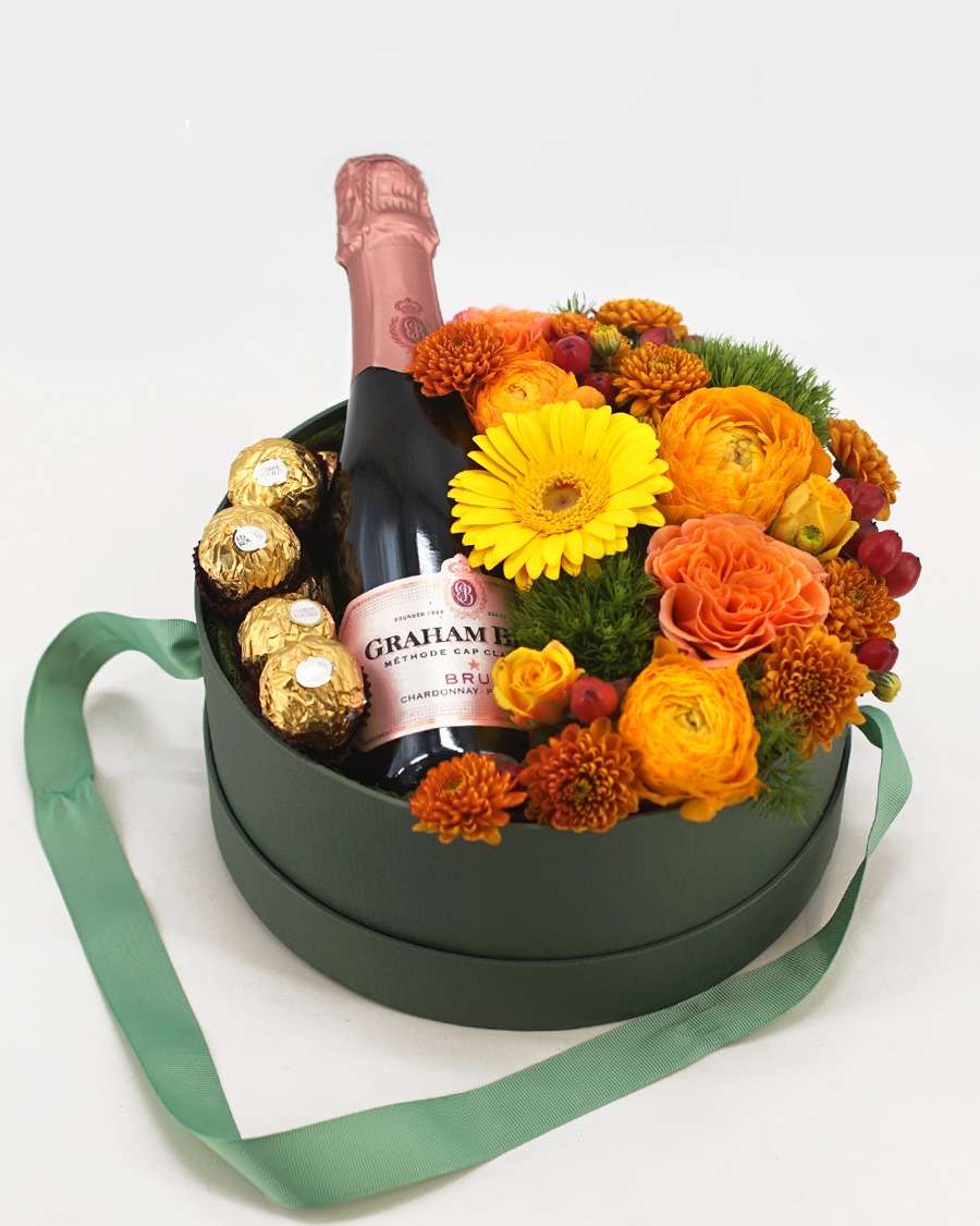 Sunny Moments flower box (with Graham Beck sparkling wine)