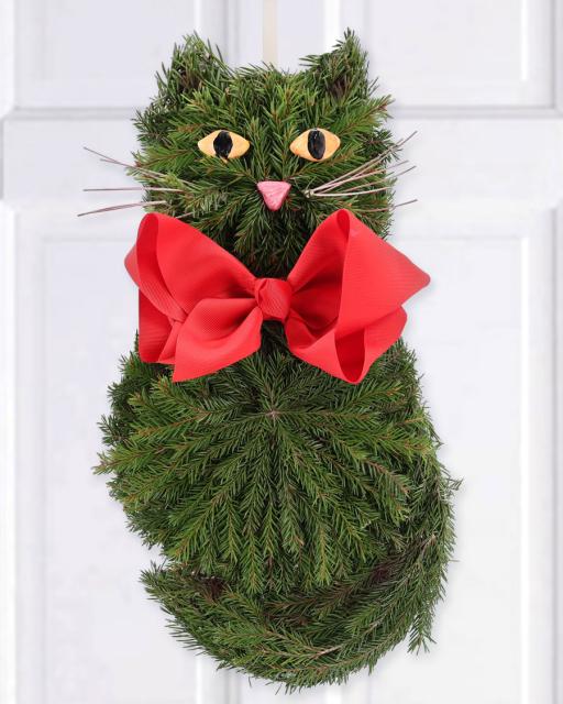 Рождественский декор Кот – для дверей или окон